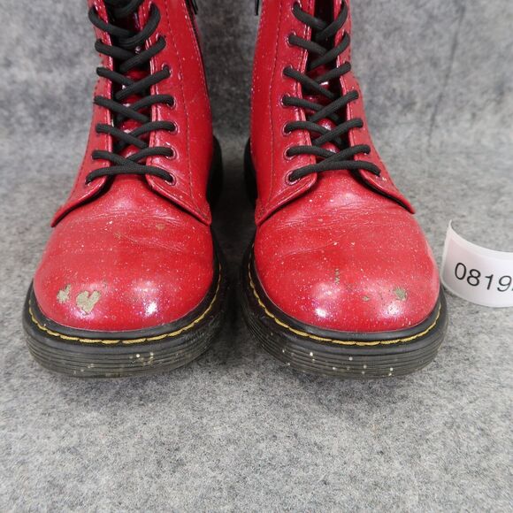 Dr Martens Shoes Kids 3 Boots Cosmic Glitter 1460 Junior Red Lace Up Zip Combat - Picture 4 of 14